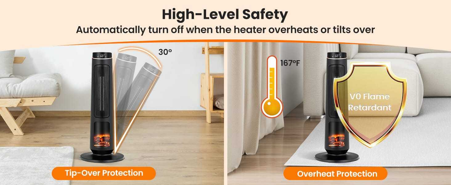 1500W Electric Space Heater, 30" PTC Ceramic Tower Heater with 3D Flame, Remote Control & 80° Oscillating for Large Rooms, Living Room, Bedroom