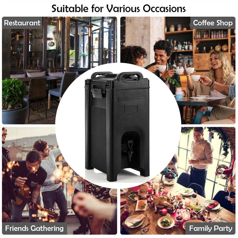 5 Gallon Insulated Beverage Dispenser/Server Food-grade Hot & Cold Drink Carrier with Handles & Spring Action Faucet