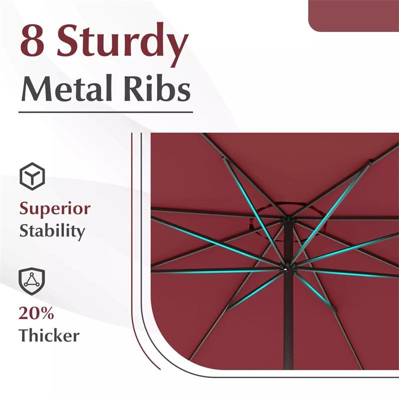 12FT Outdoor Patio Umbrella, 8-Rib Market Umbrella with Crank Handle & Vented Canopy, Sun-Protective Waterproof for Deck, Poolside, Garden