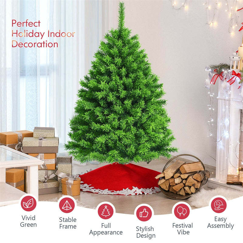 4.5ft Unlit Green Flocked Artificial Christmas Tree with Metal Stand