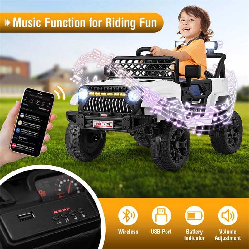 12V Kids Ride-On Truck, Electric Vehicle with Remote Control, Music & LED Lights, Battery Powered Toddler Ride-On Car for Boys & Girls 3+