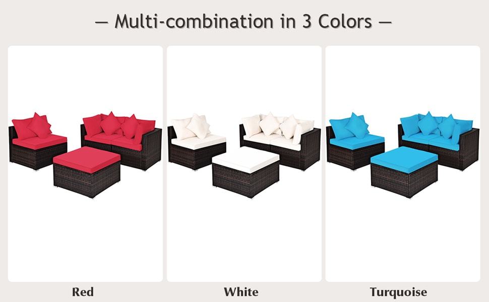 4-Piece Outdoor Wicker Sectional Sofa Set Rattan Patio Conversation Set with Cushions
