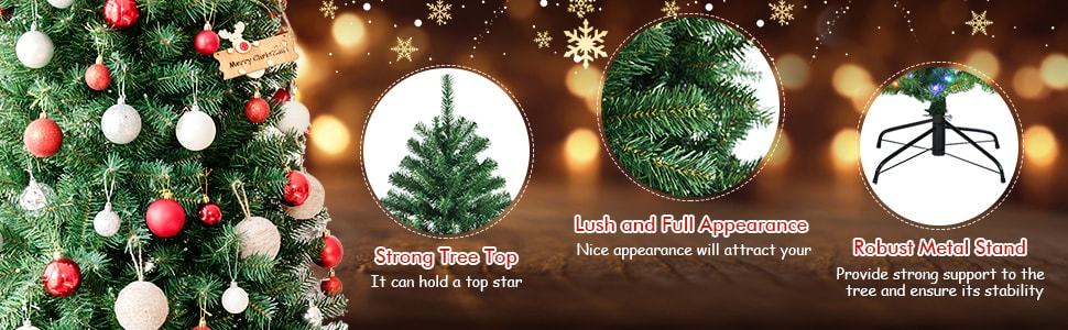 Pre-lit Hinged Artificial Christmas Tree with 9 Lighting Modes Color Changing LED Lights & Remote Control