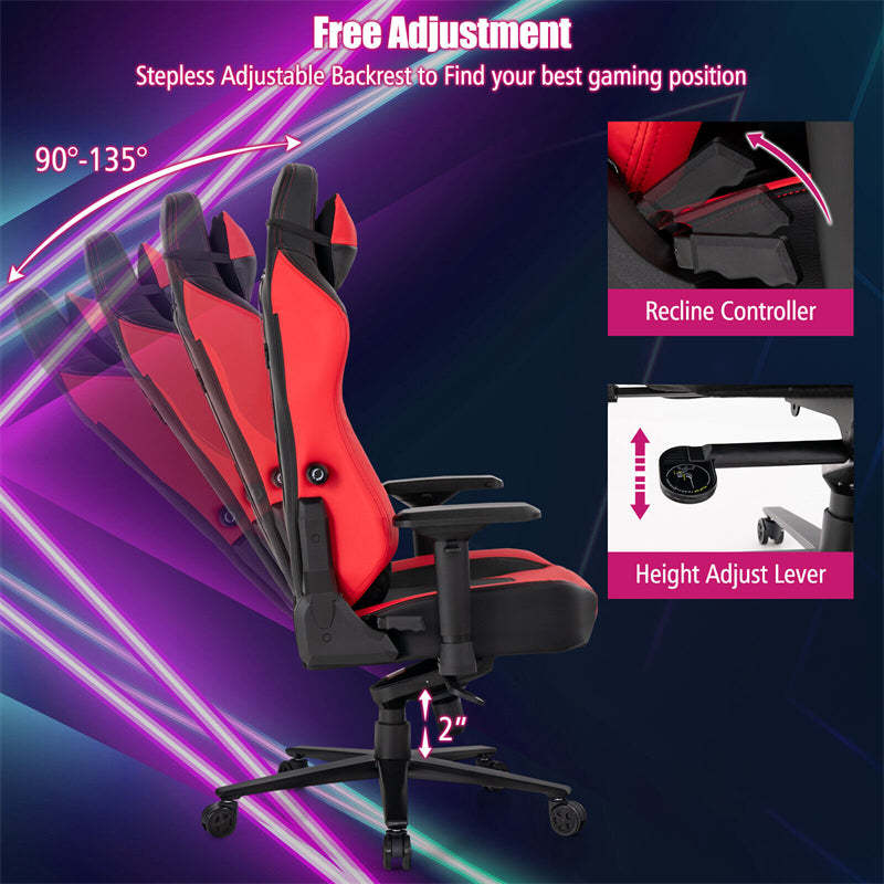 360° Swivel Gaming Chair Height Adjustable Video Game Chair Computer Office Racing Chair with 4D Armrest Lumbar Support & Wide Seat