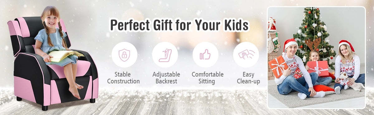 Kids/Youth Adjustable Gaming Recliner Chair Racing Style Game Sofa PU Leather Lounge Chair with Headrest and Footrest