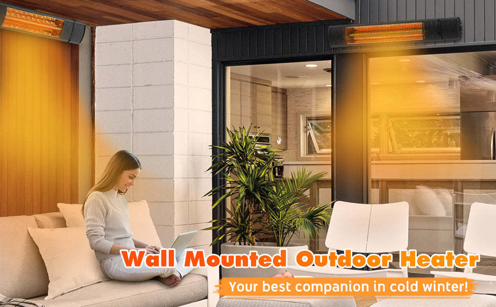1500W Infrared Wall Mounted Electric Outdoor Patio Heater with Remote Control