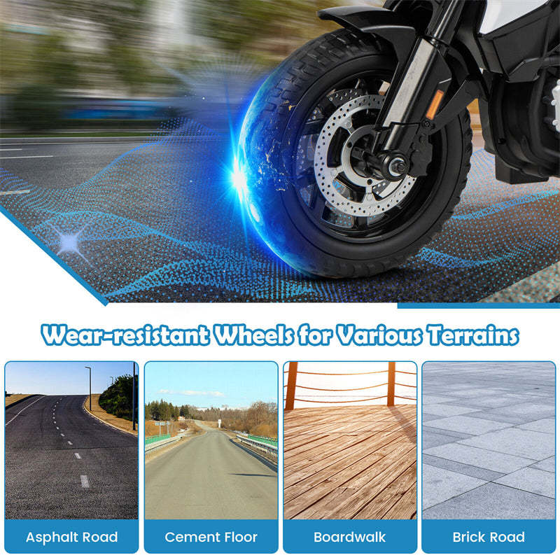 12V Battery Powered Kids Ride On Police Motorcycle Licensed BMW Dirt Bike with Training Wheels & Siren Light