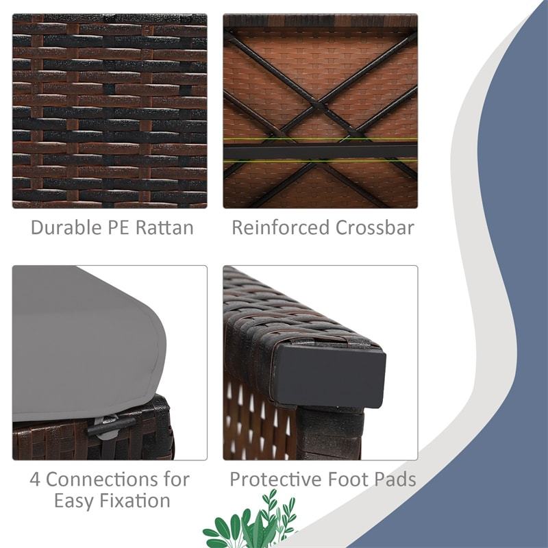 2 Pieces Patio Rattan Cushioned Ottomans Footstools