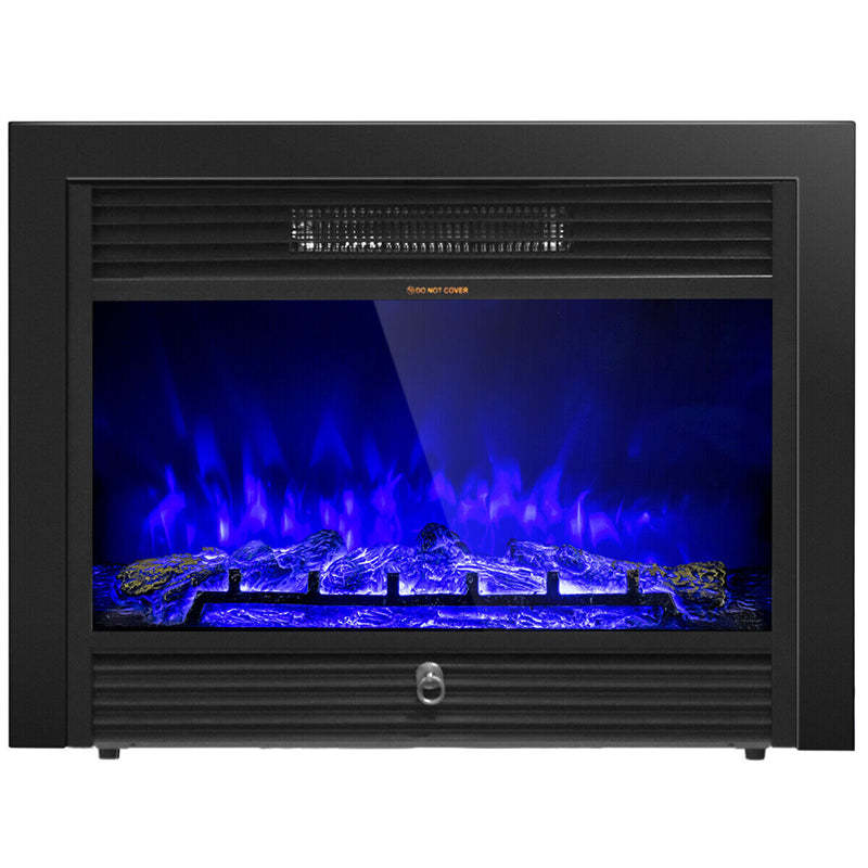 28.5" Electric Fireplace Insert, 750W/1500W Wall Mounted Recessed Freestanding Fireplace Heater with 3 Color Adjustable Flames, 2 Heat Modes, 8H Timer