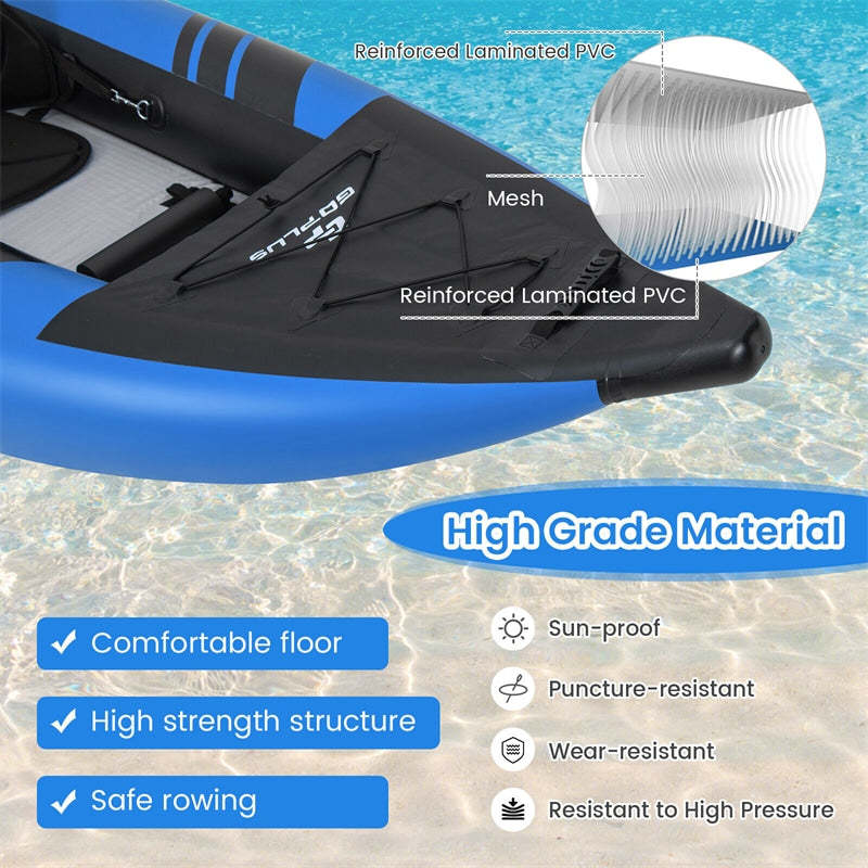 2-Person Inflatable Kayak with 2 Aluminium Paddles, EVA Padded Seats, 507LBS Capacity, Carry Bag & Repair Kit, Portable Touring Kayak for Adults