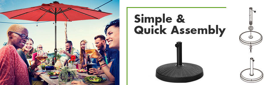 49 LBS Round Wicker Resin Patio Umbrella Base Stand