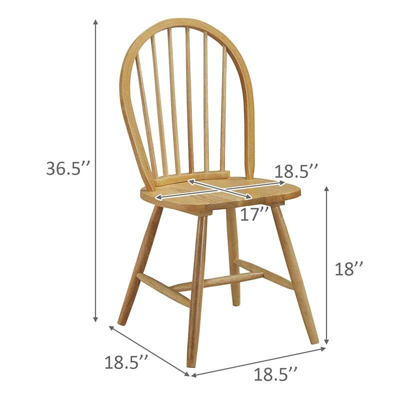 Windsor Chairs Set of 2, Vintage Wood Dining Chairs French Country Armless Spindle Back Dining Chairs for Kitchen Island