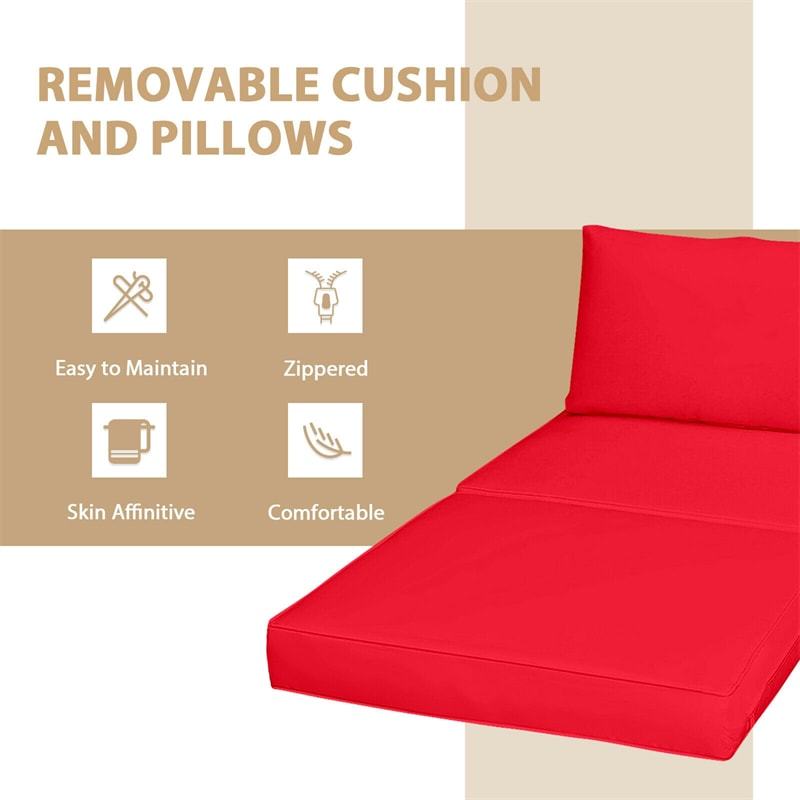 5-Piece Outdoor Rattan Chaise Lounge Set with Ottomans, Coffee Table & Washable Cushions, Patio Sectional Sofa Set for Backyard, Poolside