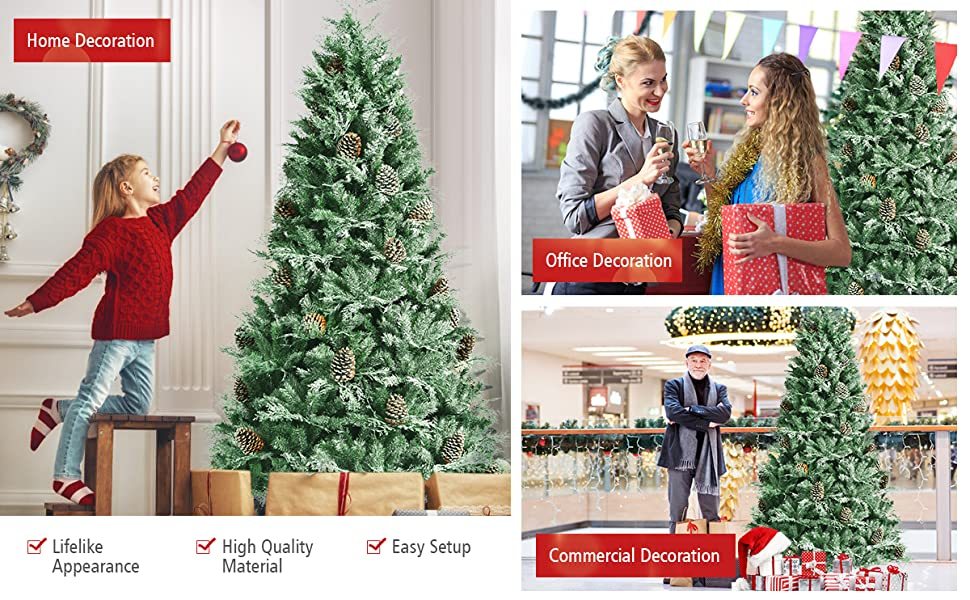 8ft Snow Flocked Hinged Artificial Christmas Tree with 1651 Branch Tips