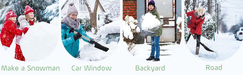 3 in 1 Snow Shovel Kit with Portable Snow Brush and Ice Scraper