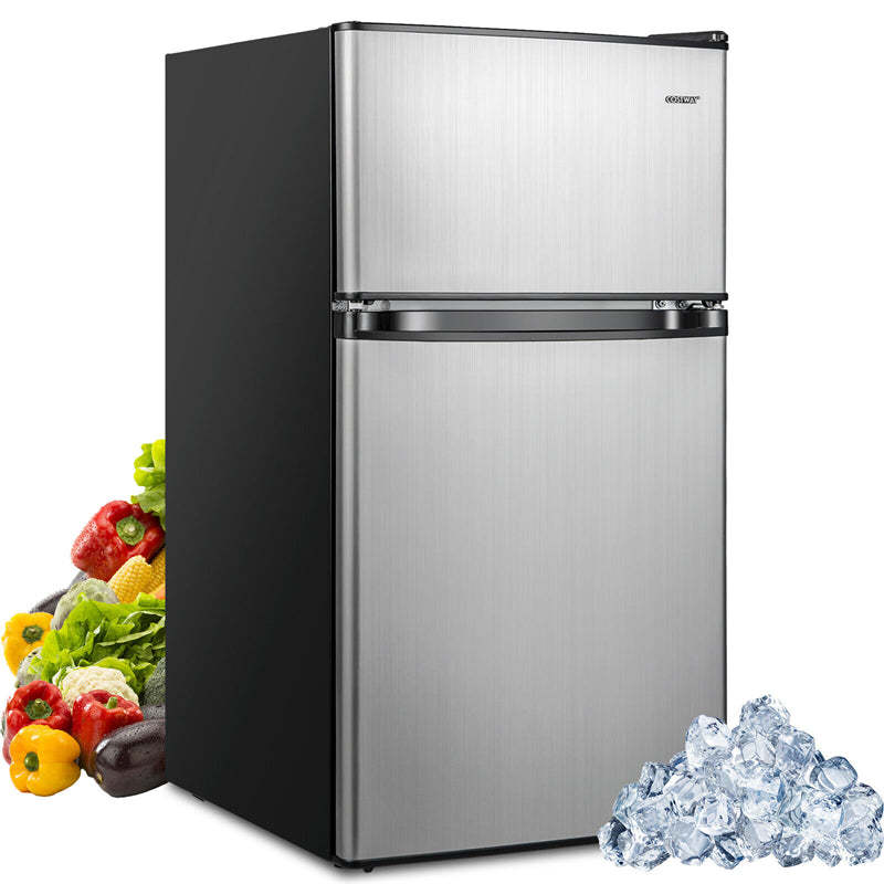 2 Door Mini Fridge 3.2 Cu.Ft. Compact Refrigerator with Freezer for Bedroom Dorm Apartment Office