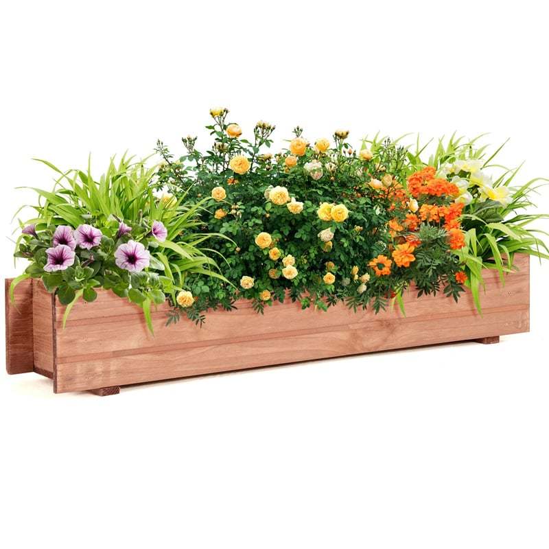 Wooden Raised Garden Bed, Rectangle Planter Box with Removable Bottom & Drainage Holes, Wood Planter Bed for Vegetables, Flowers, Herbs