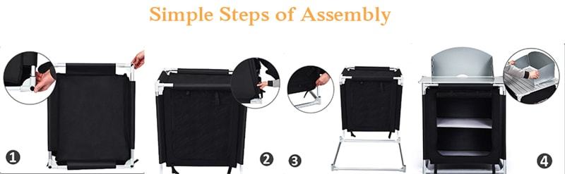 Portable Outdoor Camping Cooking Table with Storage Shelves