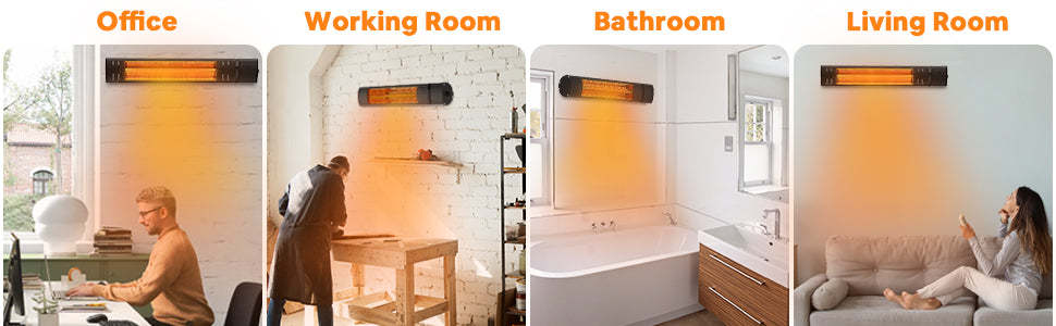 1500W Infrared Wall Mounted Electric Outdoor Patio Heater with Remote Control