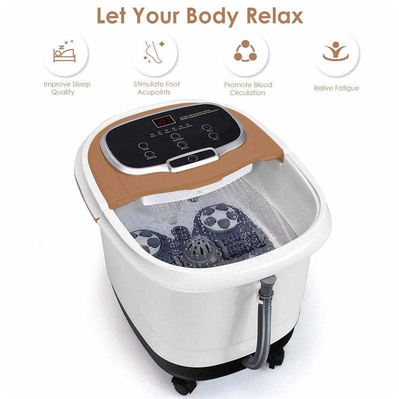 Foot Spa Bath Massager with Heat, Portable Pedicure Foot Spa Tub w/ Motorized Rollers, Shiatsu Massage, Temp Control, Adjustable Shower for Home