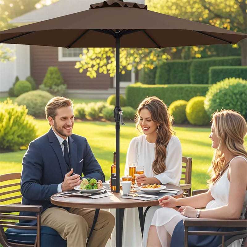 8.5FT Patio Umbrella, Outdoor Market Table Umbrella with Crank Handle, 8 Heavy Duty Ribs, Vented Top, Sun-Proof Canopy for Garden Yard Poolside