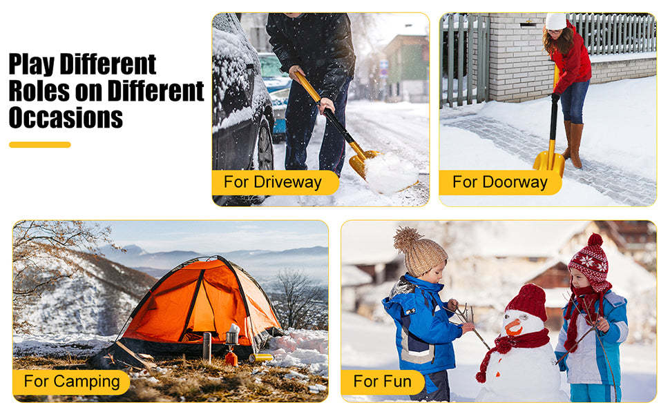 Folding Aluminum Snow Shovel Adjustable Emergency Utility Shovel with Non-slip Handle