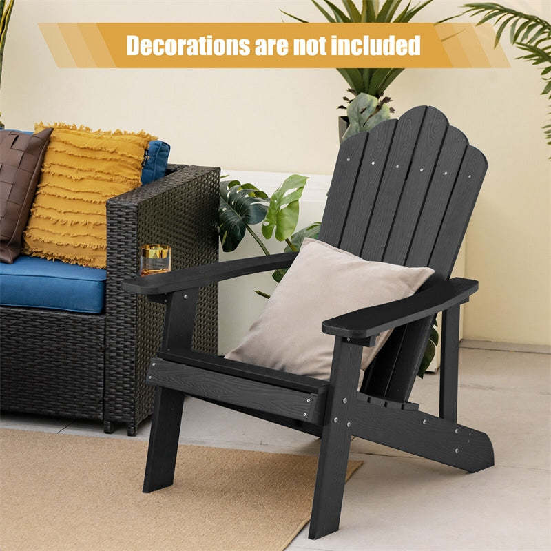 Outdoor HIPS Adirondack Chair, Weather Resistant Wood Fire Pit Chair with Hidden Cup Holder & 380 LBS Capacity for Patio, Backyard, Garden