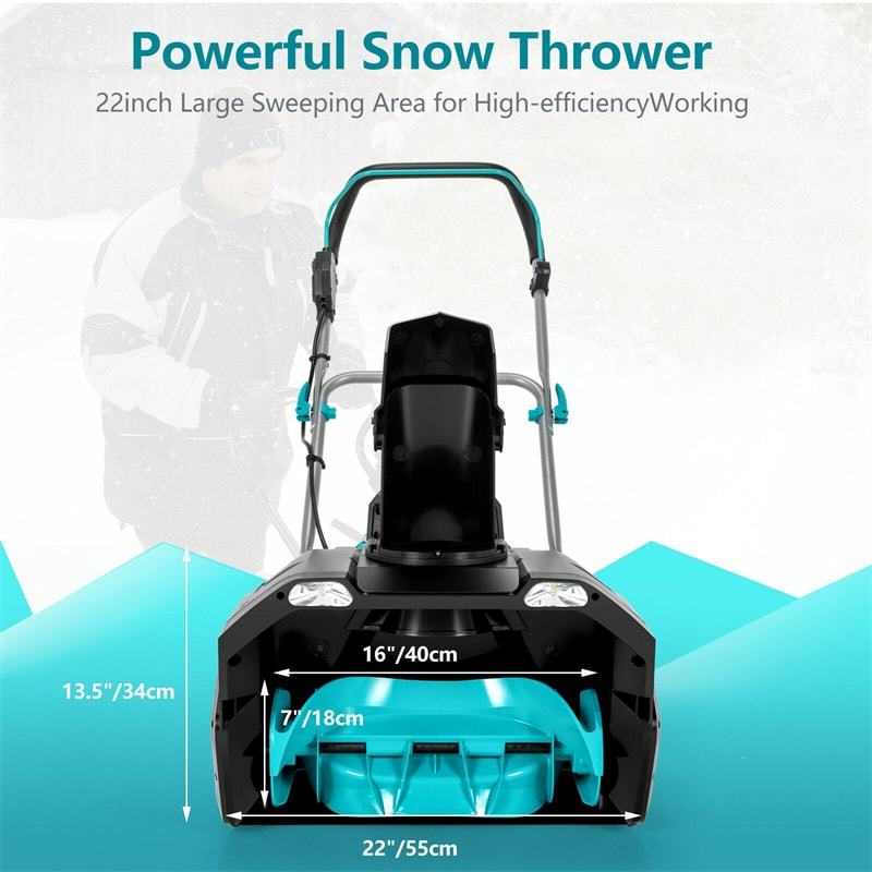 40V 20" Cordless Snow Blower Snow Thrower with 2 x 4.0 Ah Li-ion Battery Charger Dual LED Lights