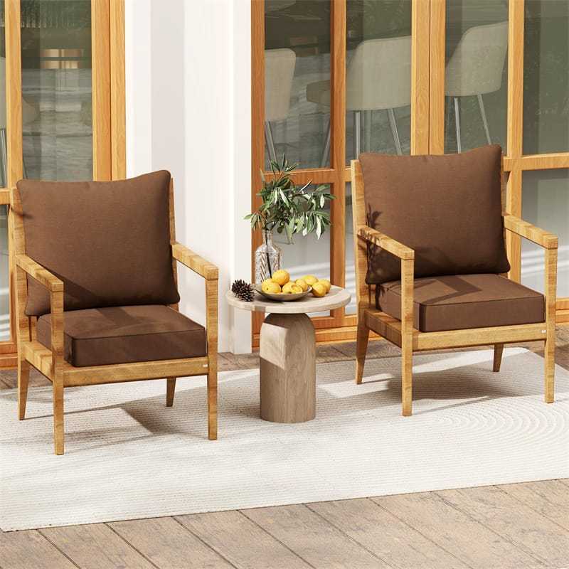 Deep Seat & Back Cushion Set with Rope Ties, Waterproof 6" Thick Indoor/Outdoor Chair Pads for Patio Furniture & Poolside