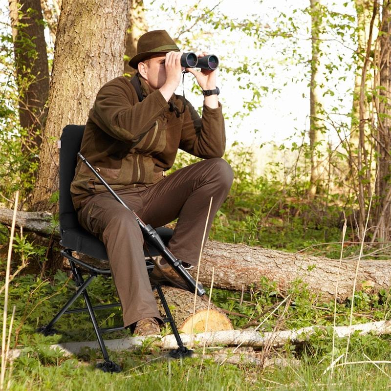 360° Swivel Hunting Chair, Portable Folding Ground Blind Chair w/All-Terrain Duck Feet, Padded Cushion 330LBS Capacity for Deer Hunting Camping