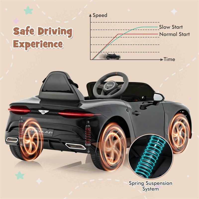 12V Kids Ride-on Car, Licensed Bentley Bacalar Electric Vehicle with Remote Control, LED Lights, Wireless Connection & Sound for 3+ Years Old