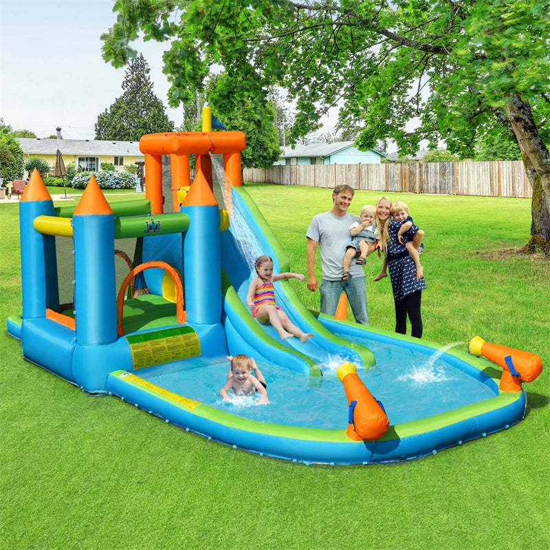Inflatable Water Slide Park Kids Bounce House Splash Pool w/Blower