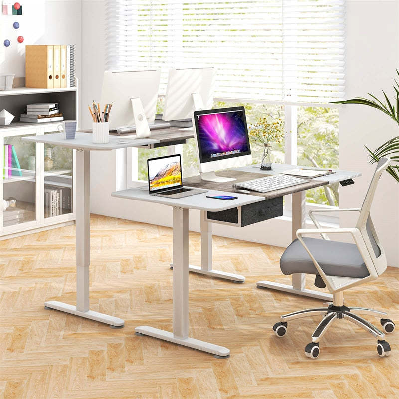 Electric Standing Desk 55" x 28" Height Adjustable Desk Sit-Stand Computer Workstation with Storage Drawer & USB Charging Port