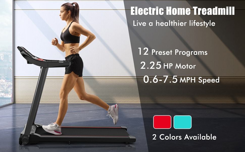 2.25HP Folding Treadmill Portable Electric Superfit Treadmill Walking Running Machine with APP Control LED Display Bluetooth Speaker