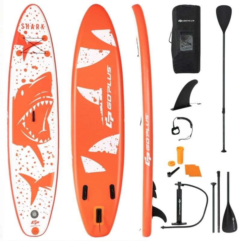 10.5 Ft Inflatable Stand up Paddle Board with Backpack Aluminum Paddle Pump