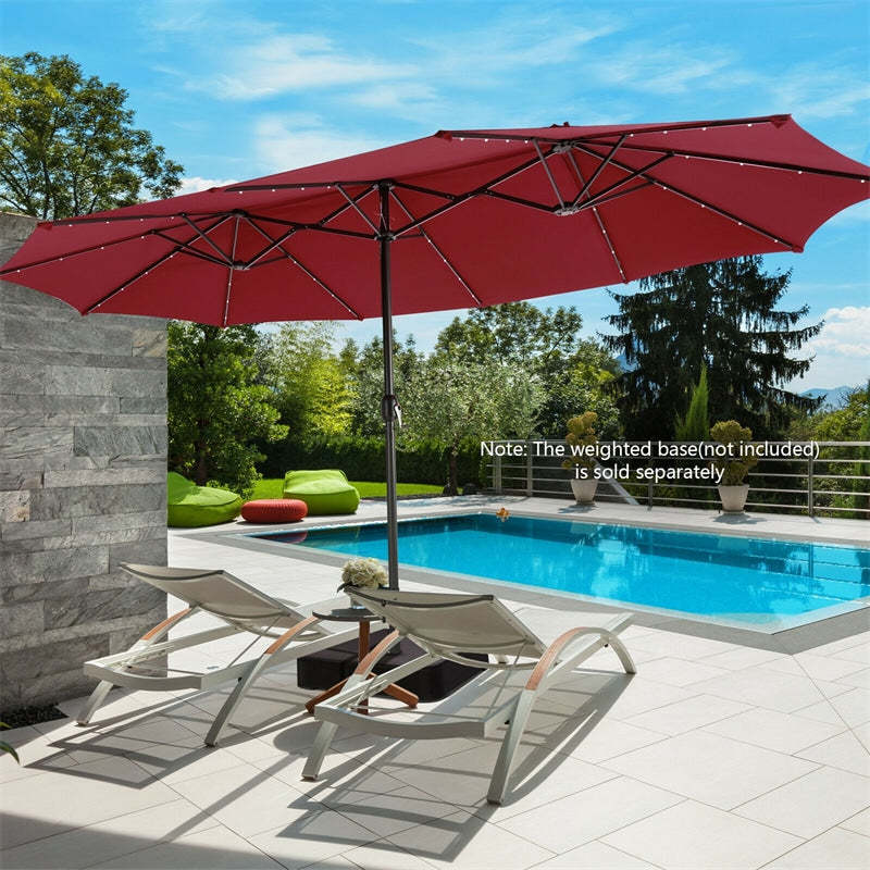 10ft offset hanging patio umbrella ELM 10" Ft Cantilever Offset Umbrella w/ 4-Piece Base Weights Included,  Coffee