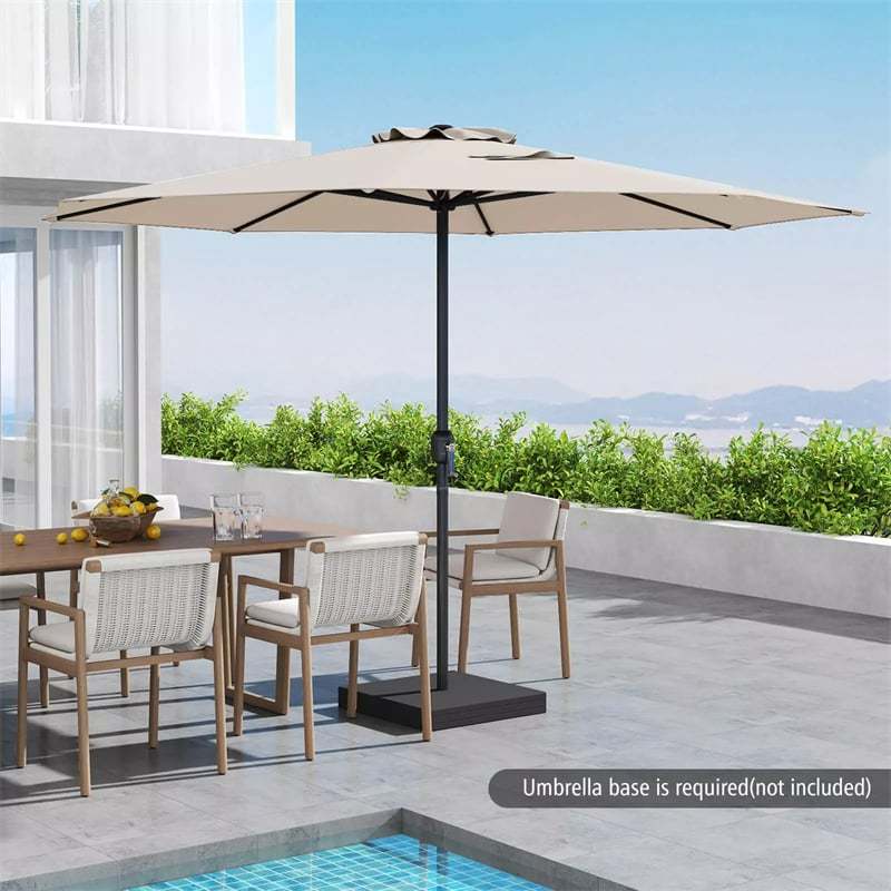 12FT Patio Umbrella, Outdoor Market Table Umbrella with Crank Handle, 8 Sturdy Ribs, Sun-Protective Waterproof Canopy, Vented for Garden Pool
