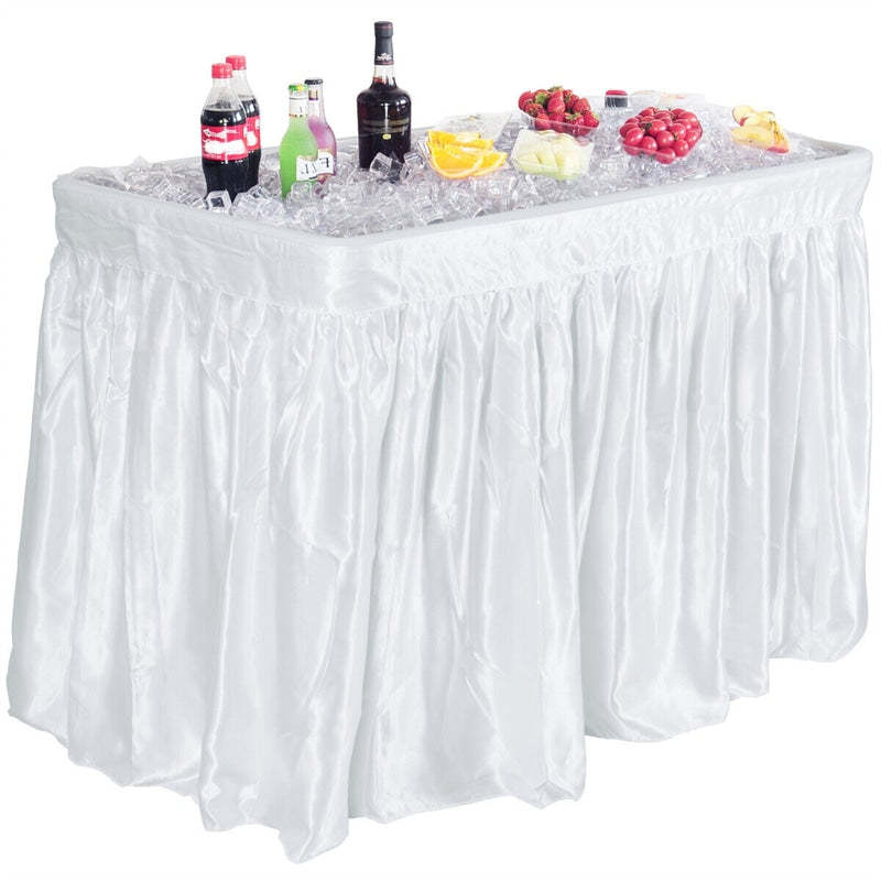 4 FT Folding Ice Cooler Table with Removable Matching Skirt & Drain Hose, Patio Foldable Beverage Cooler Table