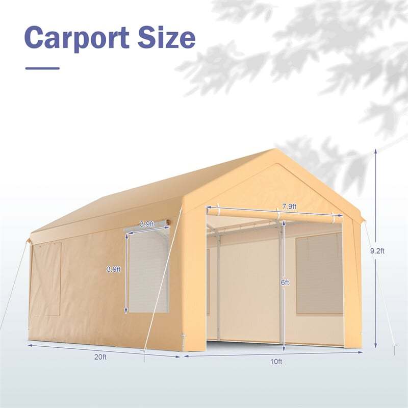 10' x 20' Heavy Duty Carport, Portable Garage Shelter Outdoor Storage Tent with Removable Sidewalls, Weather Resistant Car Canopy for Truck, Boat, SUV