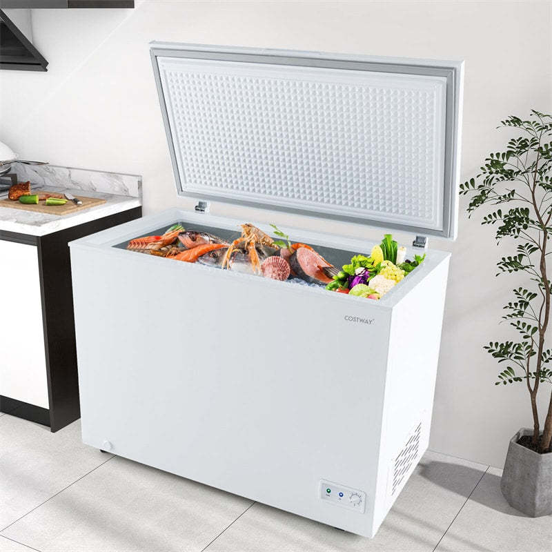 10 cu. ft. Chest Freezer Compact Deep Freezer Freestanding Top Open Door Freezer with 7-Level Adjustable Temperature & Removable Basket