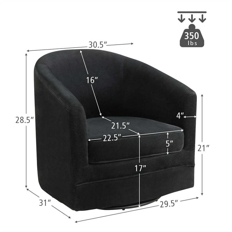 Swivel Barrel Chair Single Sofa with Metal Base for Living Room