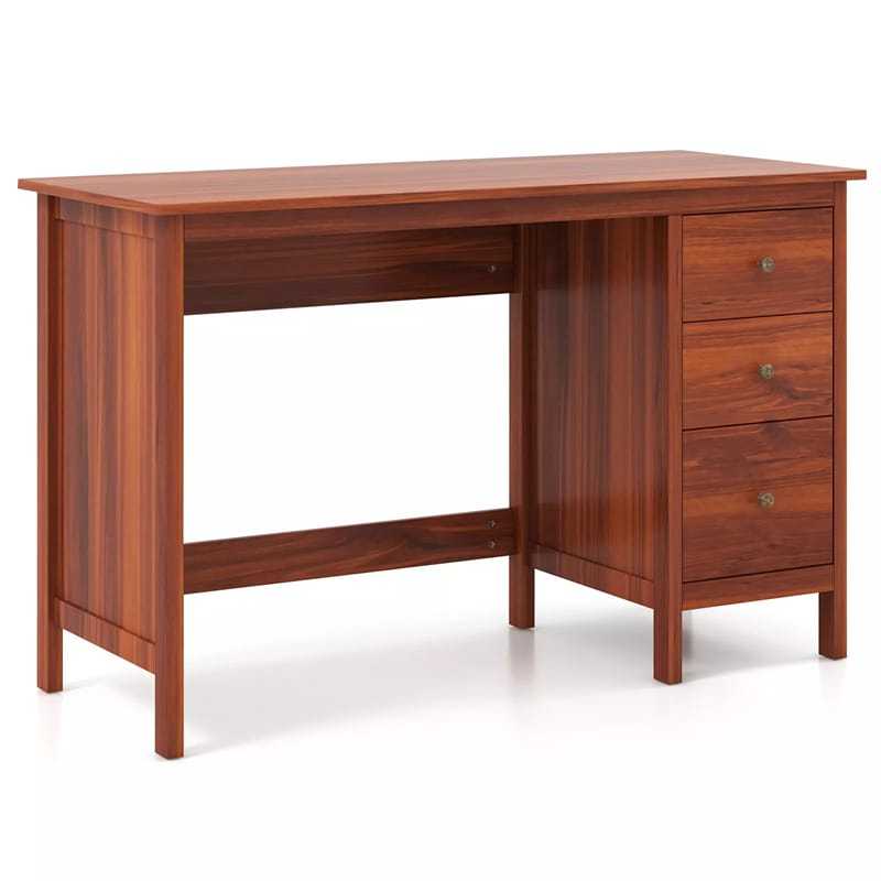 Modern Home Office Computer Desk with 3 Storage Drawers, Large Desktop, Compact Writing Study Desk, Multipurpose Laptop Workstation for Bedroom