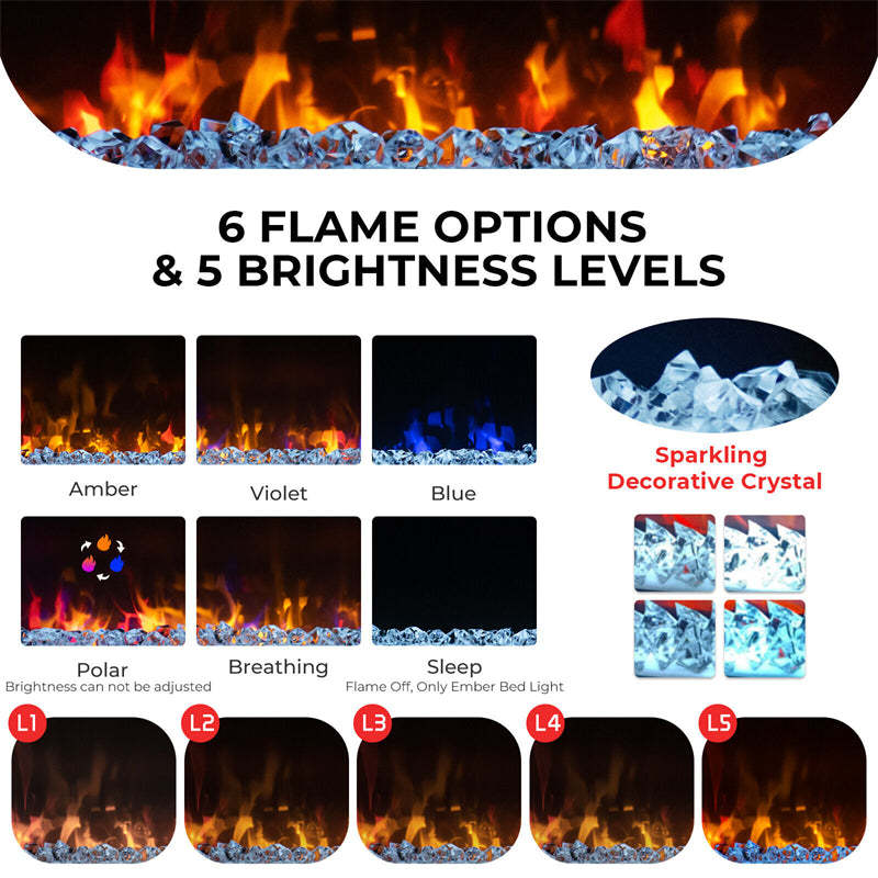 23" Infrared Quartz Electric Fireplace Insert, 1500W Recessed Fireplace Heater with Thermostat, Remote, 6 Flame Modes, 8H Timer & Overheat Protection