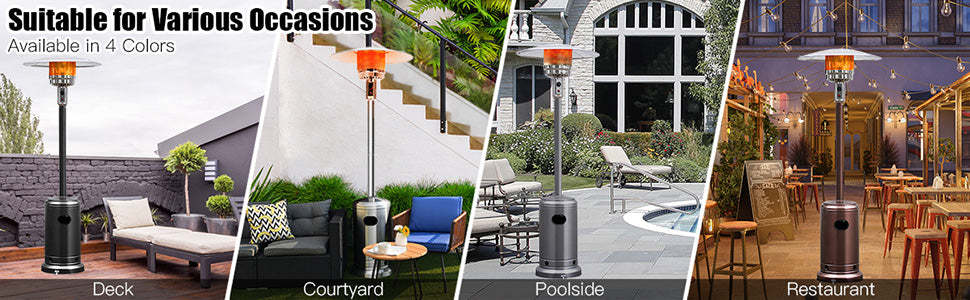 48000 BTU Floorstanding Outdoor Propane LP Gas Patio Heater with Wheels
