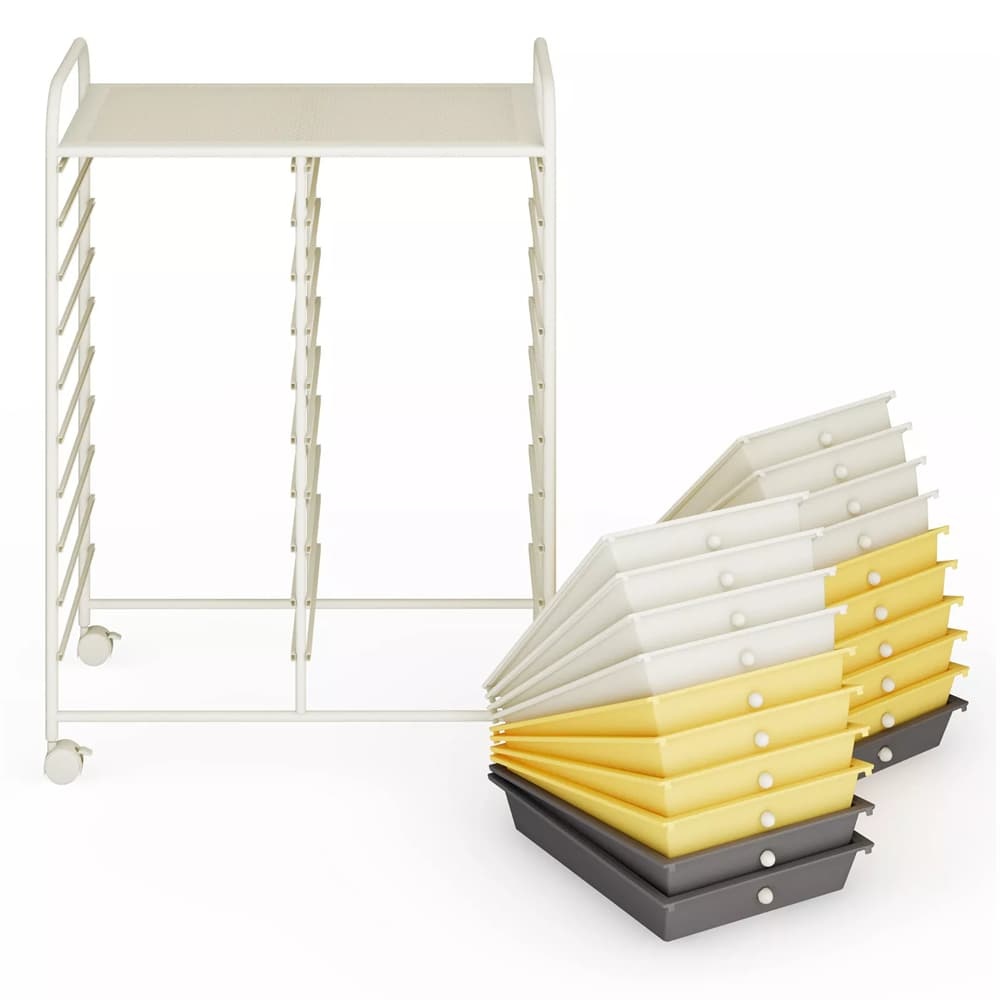 Storage Drawer Cart, 20-Drawer Rolling Cart Organizer with Lockable Wheels, Mobile Utility Cart for Office School Art Craft Supplies