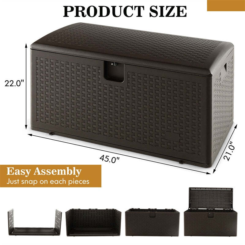 73 Gallon Patio Deck Box, Weather-Resistant Outdoor Storage Container with Lockable Lid & Side Handle for Furniture Cushions, Garden Tools & Toys