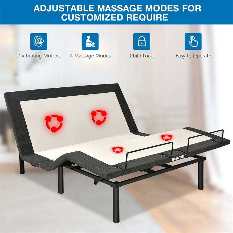 Queen Adjustable Bed Base Zero Gravity Electric Bed Frame with Massage Mode & Remote Control