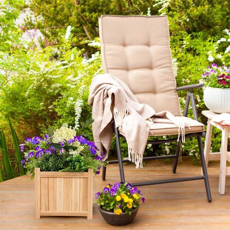 Wooden Raised Garden Bed Outdoor Foldable Square Planter Box with Removable Bottom & Drainage System, Raised Planter Bed for Flowers Fruits Herbs