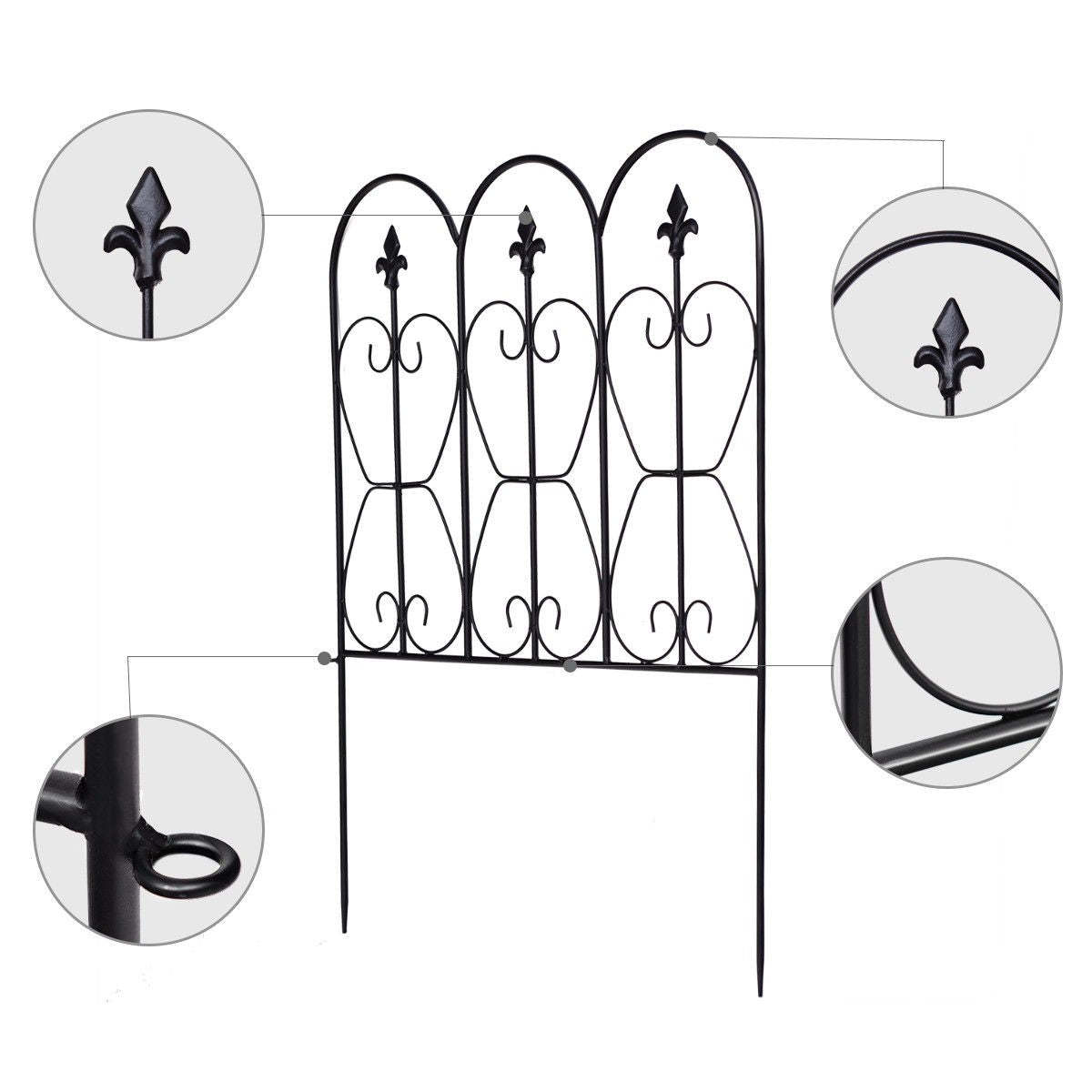 5 PCS 32in x 10ft Folding Decorative Garden Fence with Coated Metal Panels