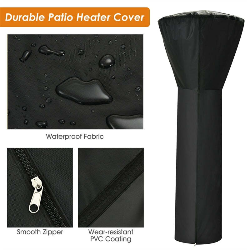 Waterproof Standing Patio Heater Cover with Zipper and Storage Bag